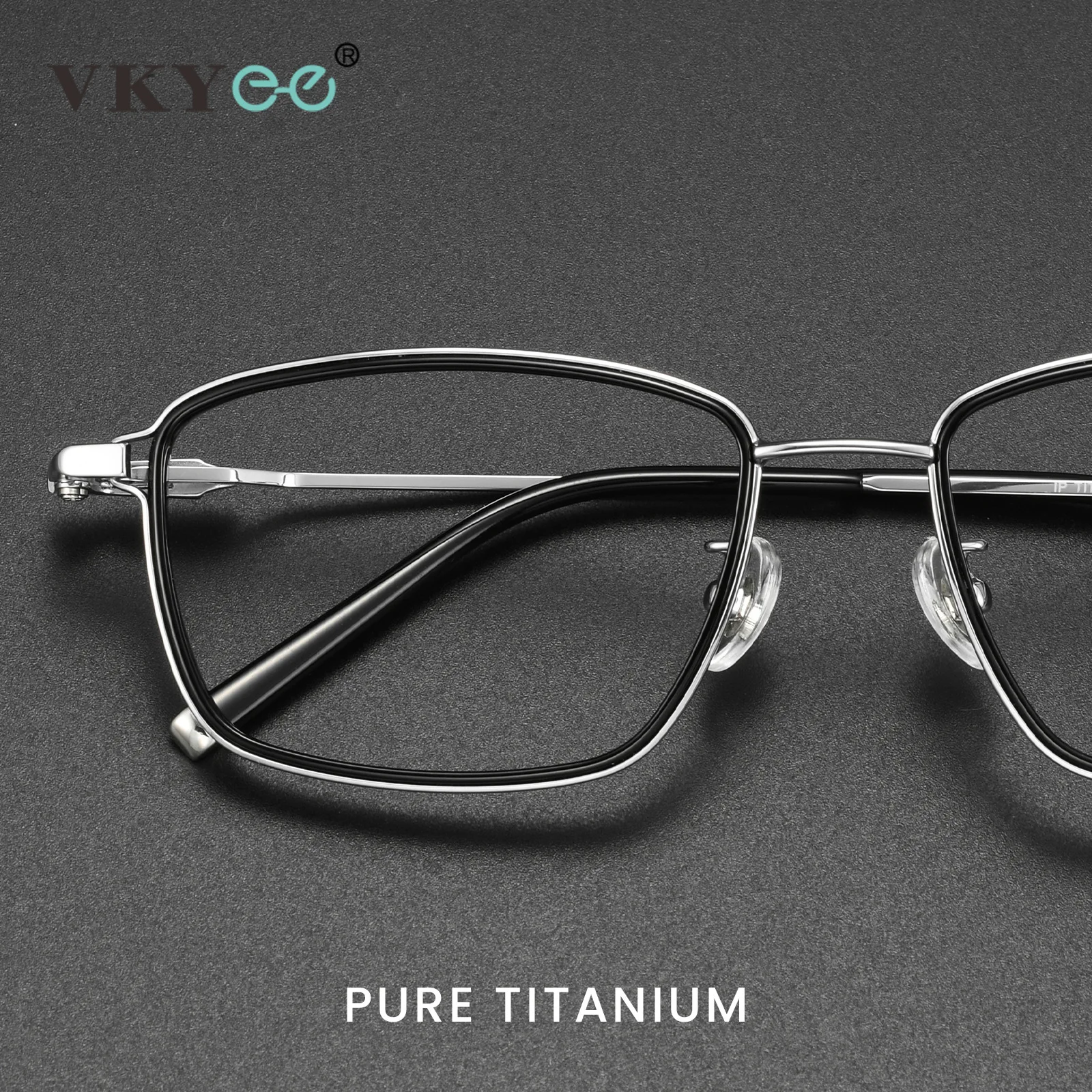 VKYEE New Oversized 155mm Rectangular Pure Titanium Large-sized Anti Blue Light Reading Glasses Men Customized Prescription 506