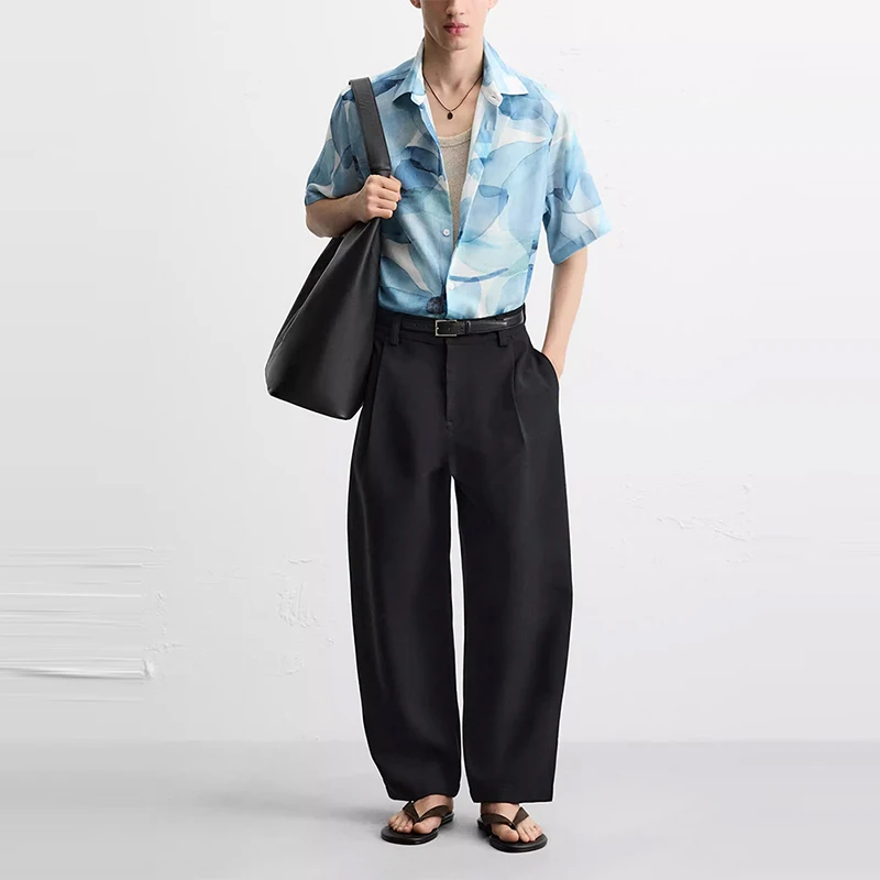 

Loose Abstract Print ort Sve irt for Men Summer New Sle Casual Comfortable Fit Z Brand 2025 Summer Collection
