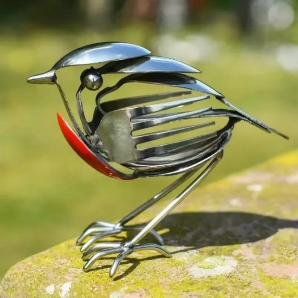 Creativity Handmade Robin Metal Art Sculpture Mockingbird Metal Robin Desktop Small Ornament Robin Statue Robin Ornament