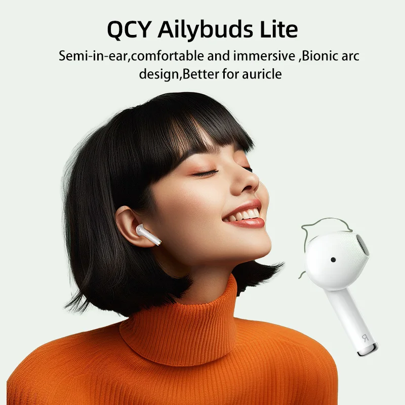 Беспроводные наушники QCY Ailybuds Lite, полувкладыши TWS, наушники-вкладыши Hifi, мини-наушники для игр, гарнитура Bluetooth 5,3, время работы 28 часов