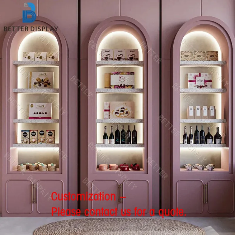 custom.High Quality Glass Cake Display Cabinet With Lighting Custom Luxury Bakery Display Counter Bakery Display Showcase