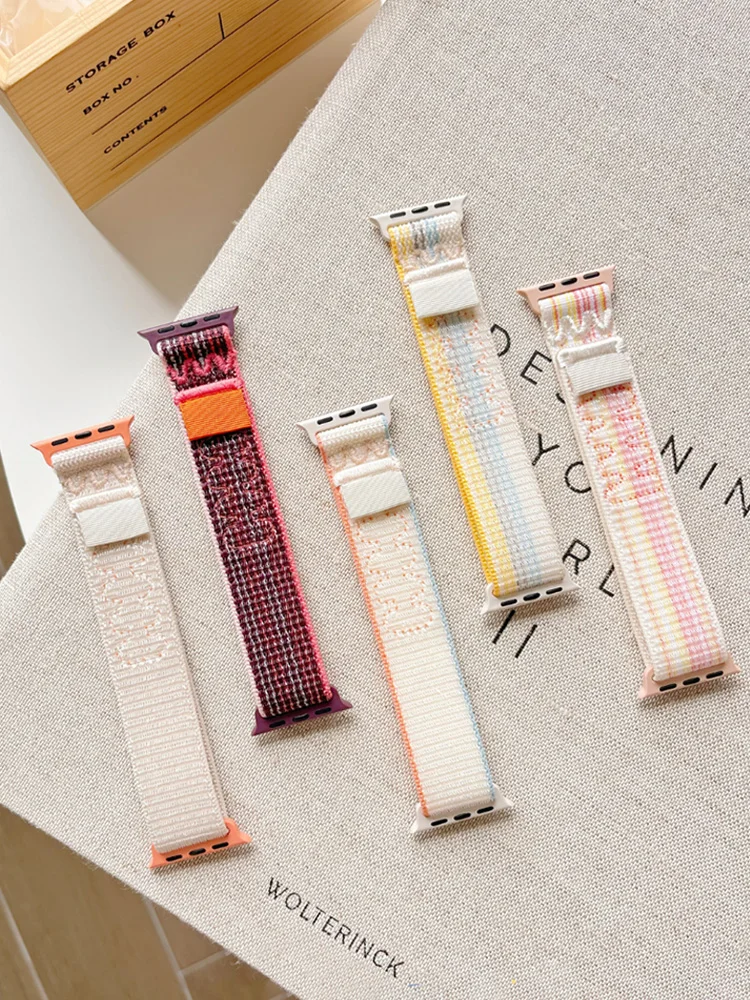 Para Apple Watch Correa 45mm-44mm 49mm 42mm-40mm-46mm 41mm 38mm Correa pulsera de nailon iWatch Series 10/ultra2/8/9/6 Se 7 banda