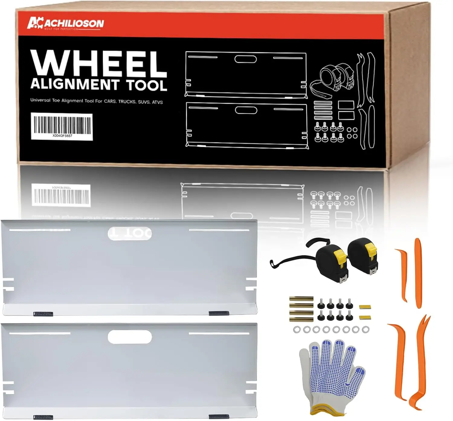 

2-Pack Wheel Alignment Tool with Tape Measures, Magnetic Slots, Hanging Holes & 4 PCS Trim Removal Kit for Cars, Trucks, SUVs