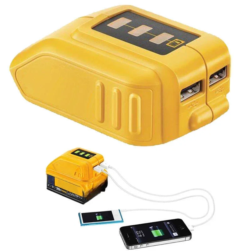محول بطارية محول USB مزدوج لبطارية ليثيوم أيون 10.8 فولت-20 فولت مع دائرة قصيرة/حماية التيار الزائد مصدر طاقة محمول
