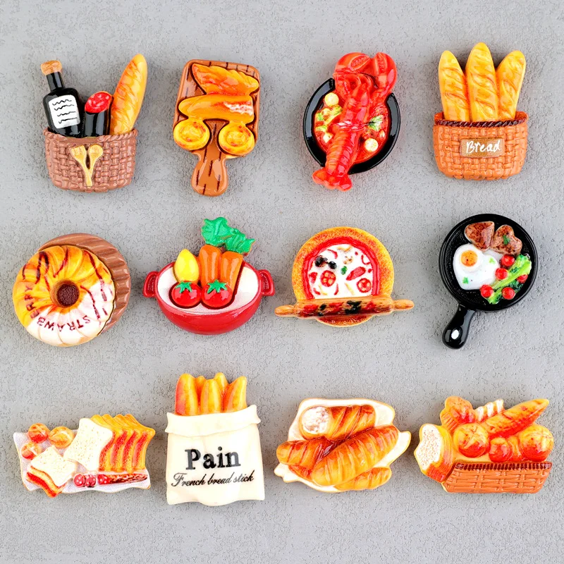 Fashion Design Diy Resin Simulation Method Stick Bread Pizza Lobster Egg Tart Pendant Fun Mini Food Play Miniature Dollhouse Dec