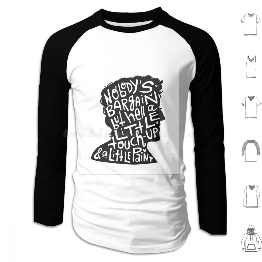 Nobody' ; S Bargain Hoodie cotton Long Sleeve Monochrome Lettering Springsteen Silhouette Portrait Self Esteem Typography