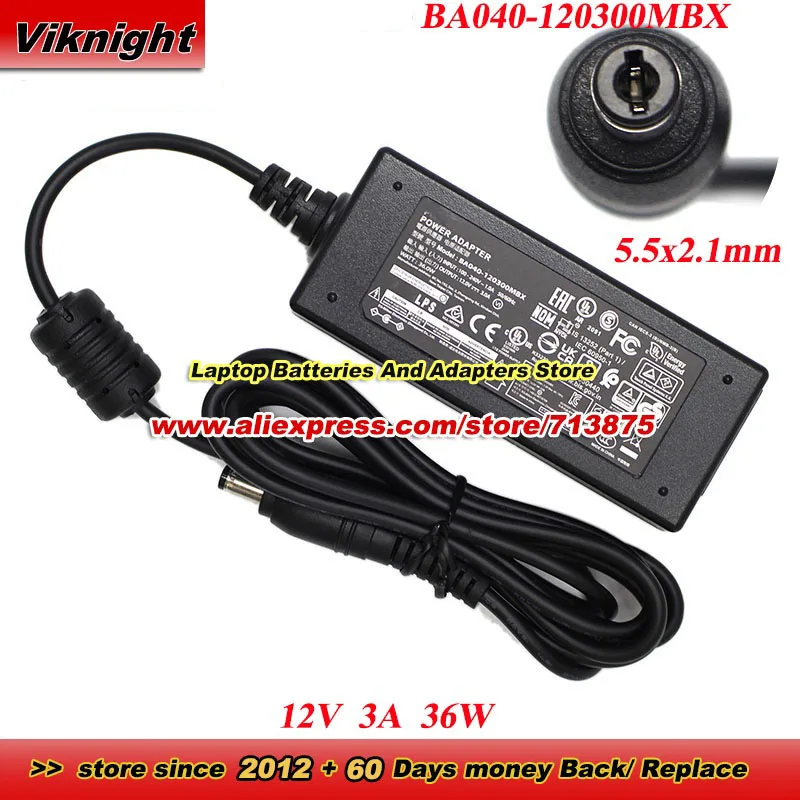 

BA040-120300MBX AC Adapter 12V 3A 36W For ELO TOUCH ET1302L-2UWA-1-BL-G ADP-36PH B LCD LED Monitor 5.5x2.1mm