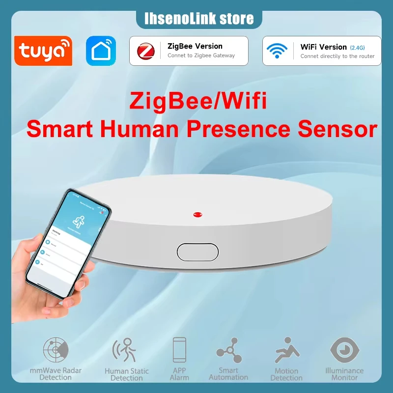 Tuya Zigbee WiFi Human Presence Sensor MmWave Radar Detector With Luminance Sensor For Smart Home Smart Life replace PIR Sensor