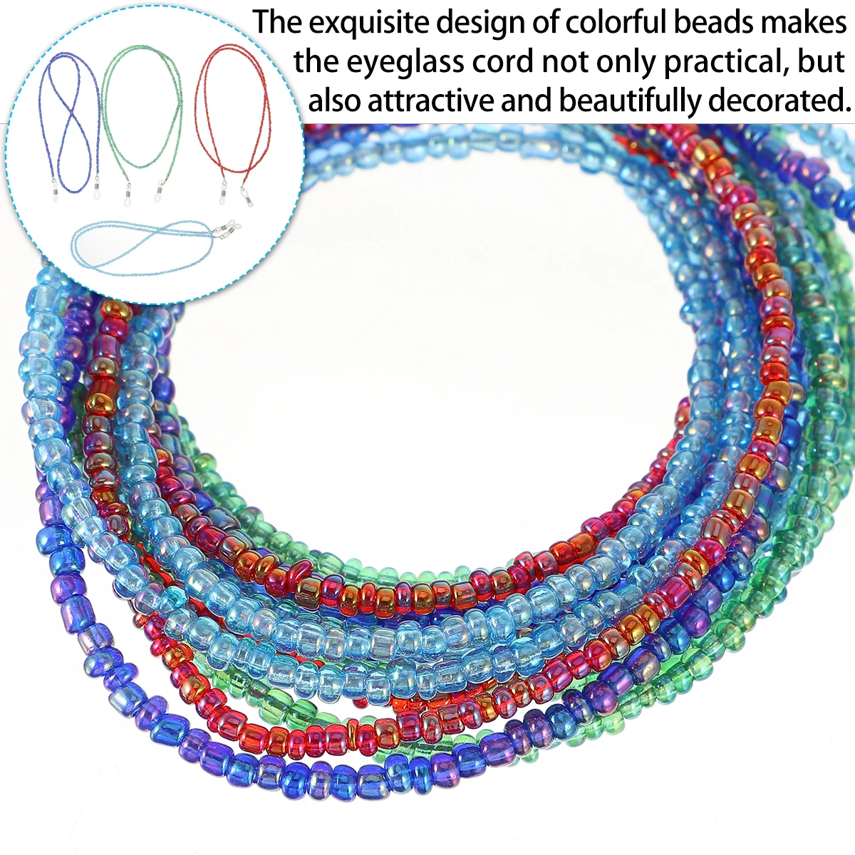 

4 Pieces Multicolored Glasses Chain Non Slip Lightweight Eyewear Rope Universal Glasses Necklace Comfortable Daily