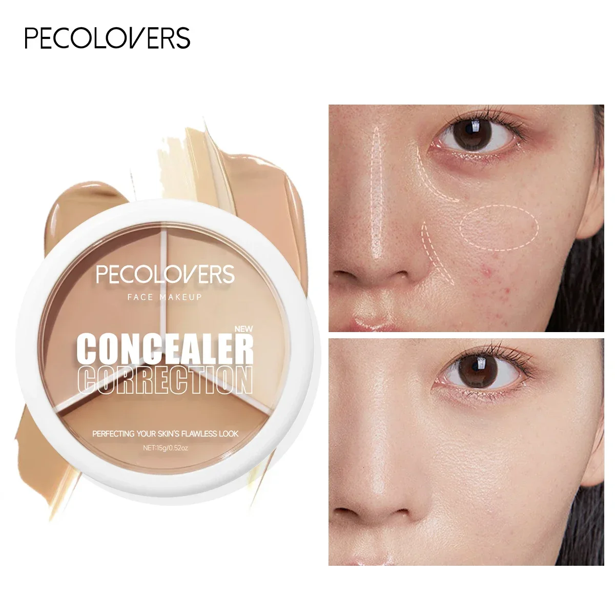 คอนซีลเลอร์ครีมติดทนนานปกปิดรอยสิวรอยคล้ำรอบดวงตาเครื่องสำอางสามสีให้ความชุ่มชื้น