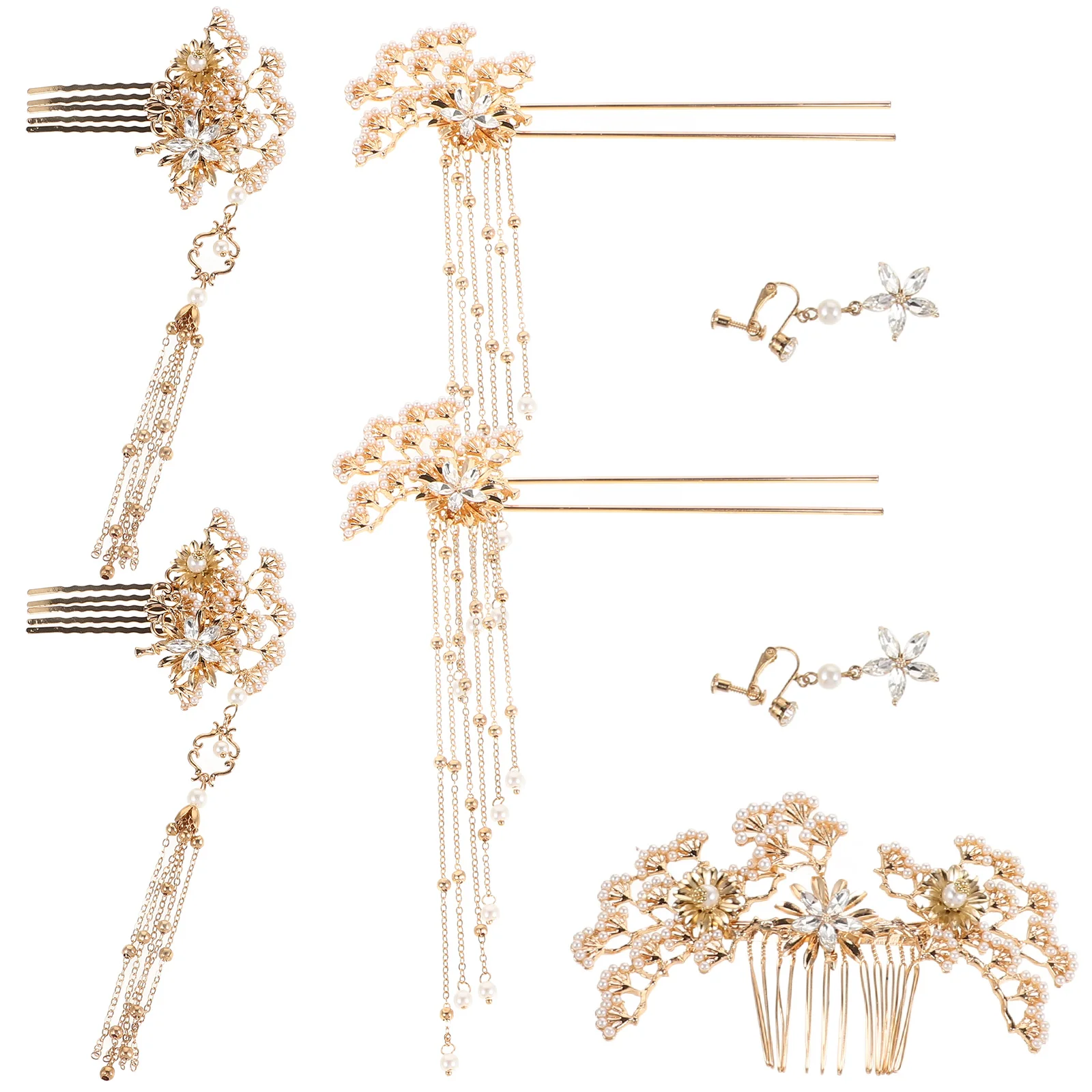

Pearl Hairpin Ancient Style Traditional Clips Bride Wedding Hanfu Ornament Metal Hair Pins Retro Accessories