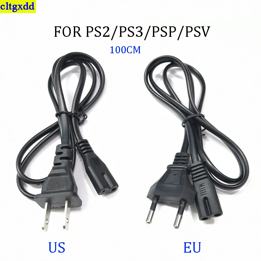 

Cltgxdd 1piece FOR PS2 PS3 PSV PSP Console EU US Plug 2 Fork Port AC Power Cord Game Accessories Host Adapter 1M