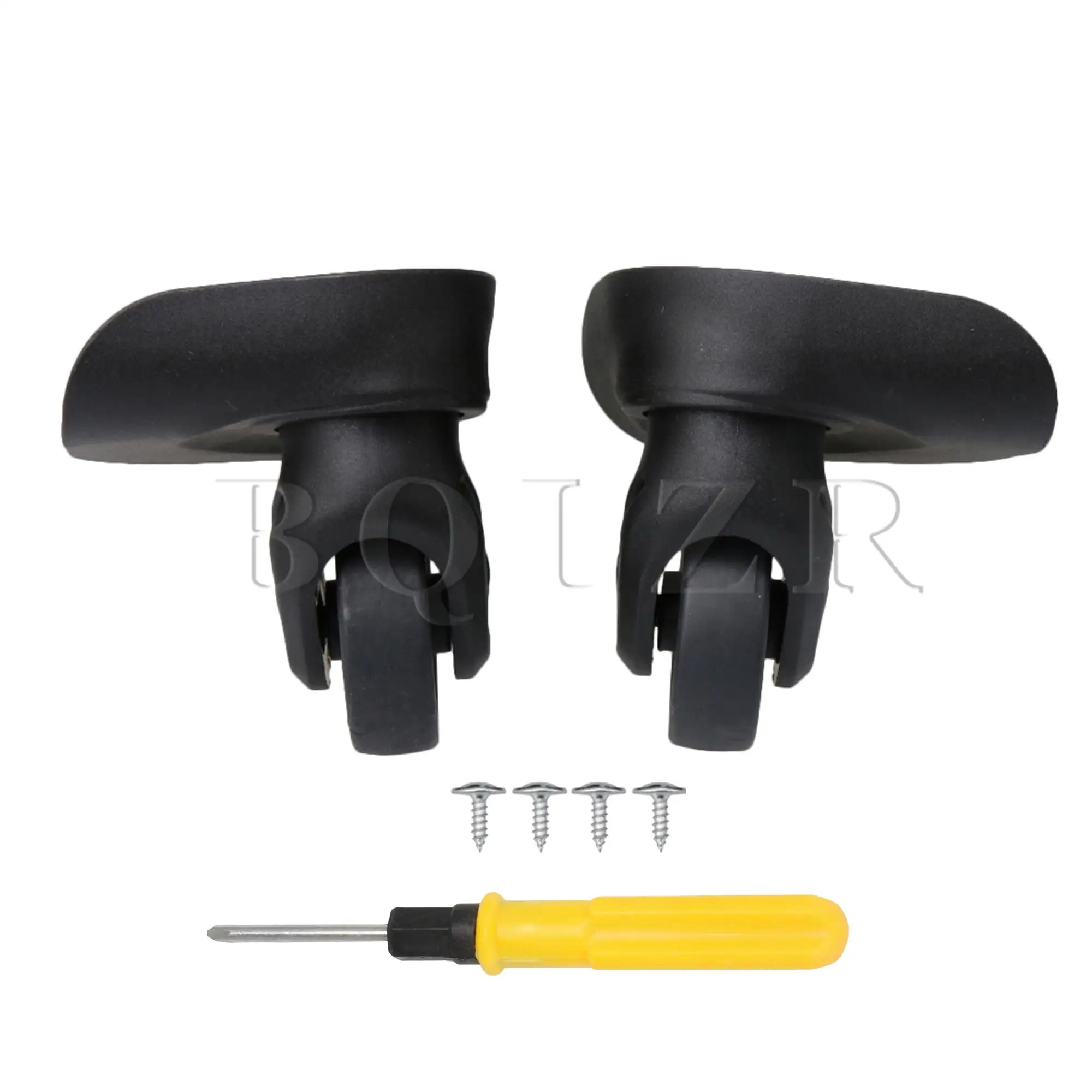 BQLZR-Roulettes noires en plastique et métal, 8.2x8.2x4.9cm, pour bagages, à assembler soi-même, W237, 360