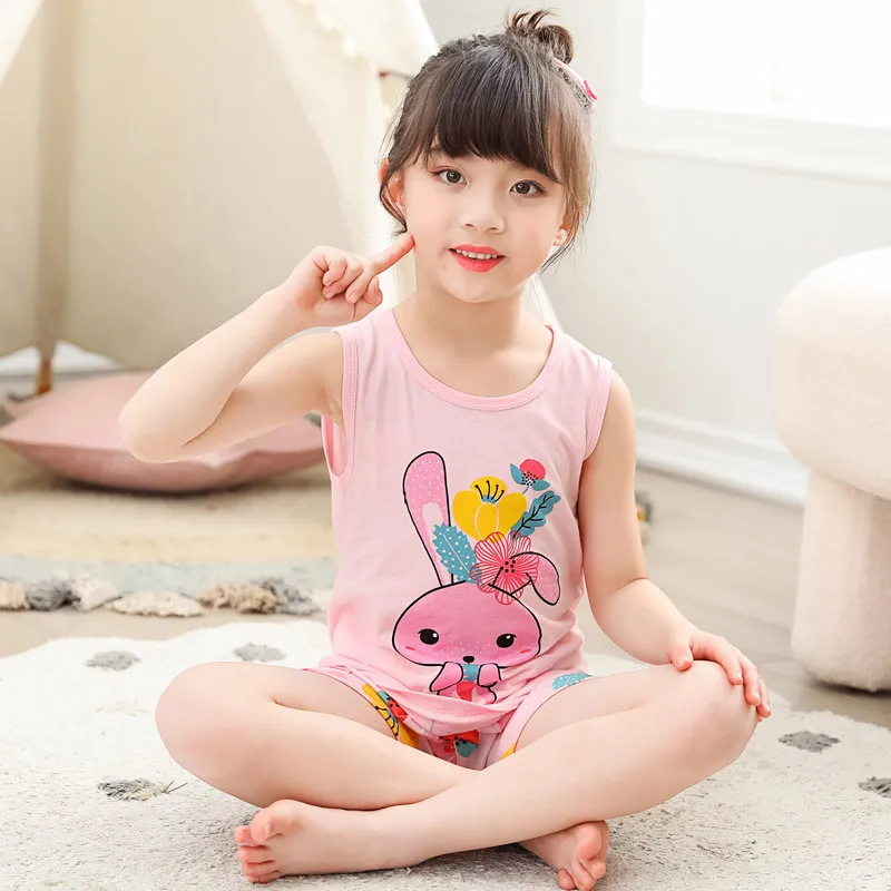 Summer Baby Bunny Vest Clothing Set Children\'s Sleepwear Kid Pajamas Sets for 1-10Years Girls Pyjamas Pijamas Kids Wear