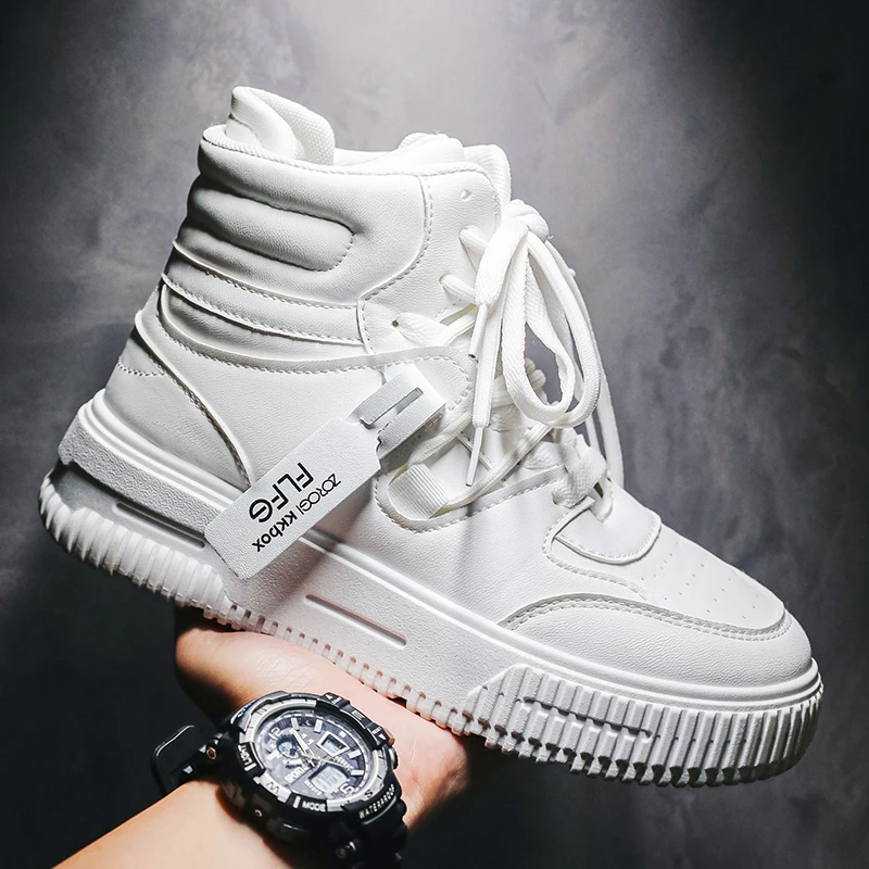 Männer Plattform Turnschuhe Schnüren Einfache Design Skateboard Wohnungen Laufen Outdoor Sport Schuhe Casual High Top Sneakers Für Paar 46