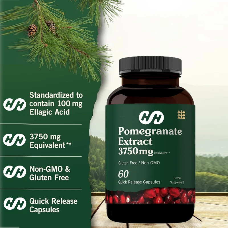 Nutritious Pomegranate Extract | 60 Vegetarian Quick Release Capsules Containing 100 Milligrams of Ellagic Acid