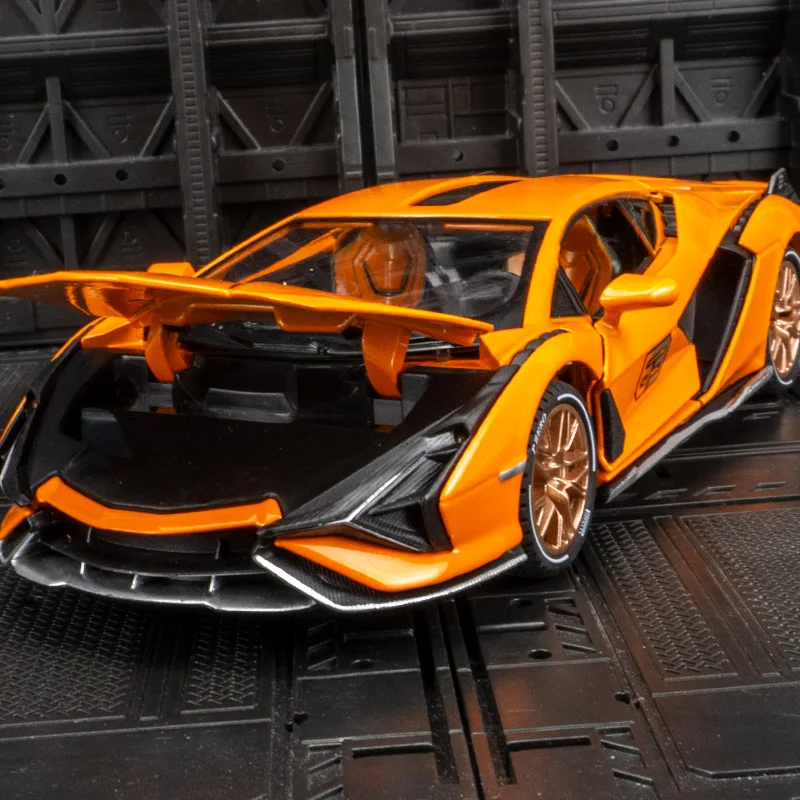 1:24 coleção de ornamentos de modelo de carro de liga Lamborghini Sian, portas e capô do motor, porta-malas pode ser aberto para carros de brinquedo infantis