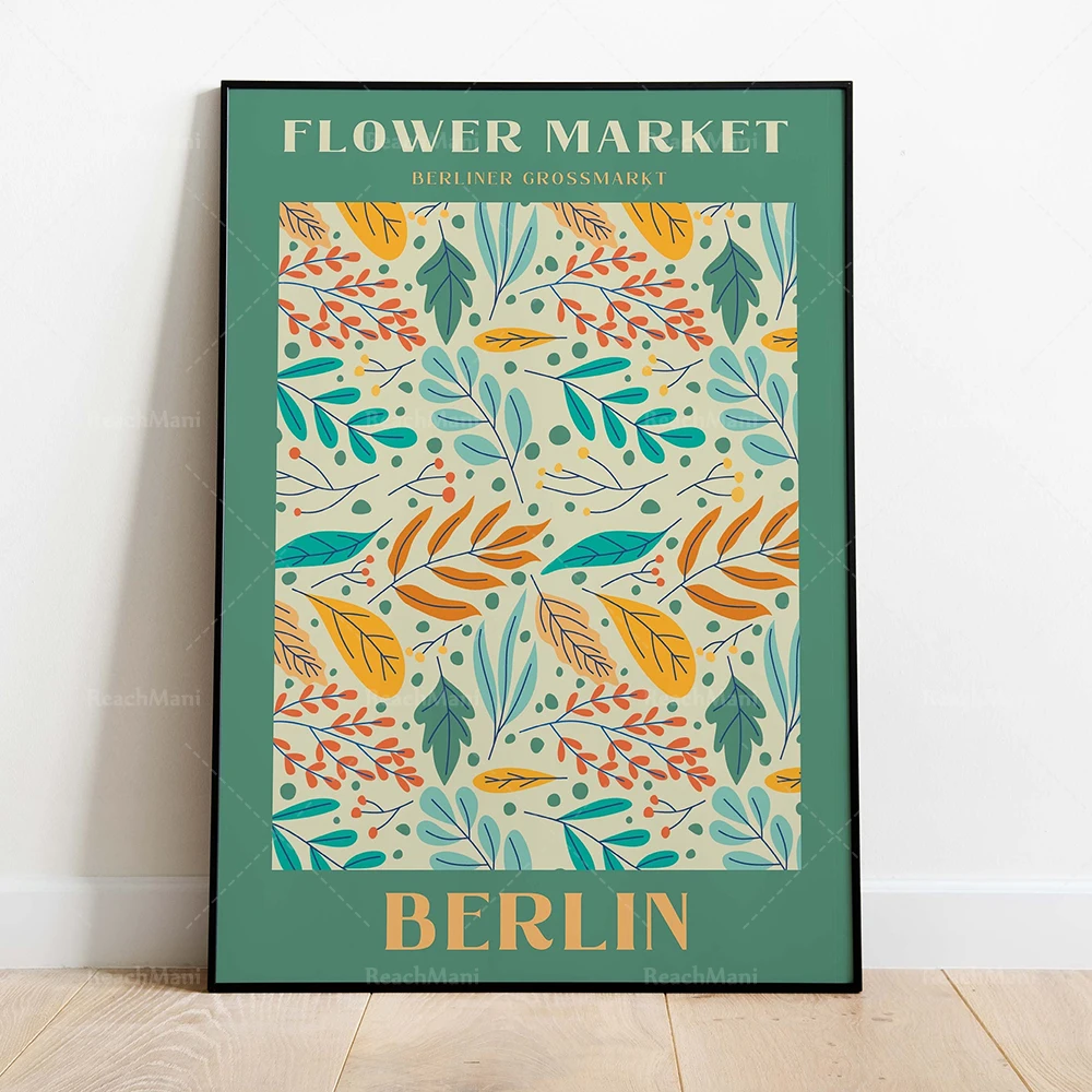 Berlin, Barcelona, Amsterdam, Rome, London, Tokyo, Lisbon, Sydney flower market posters, floral aesthetic wall decor, wildflower