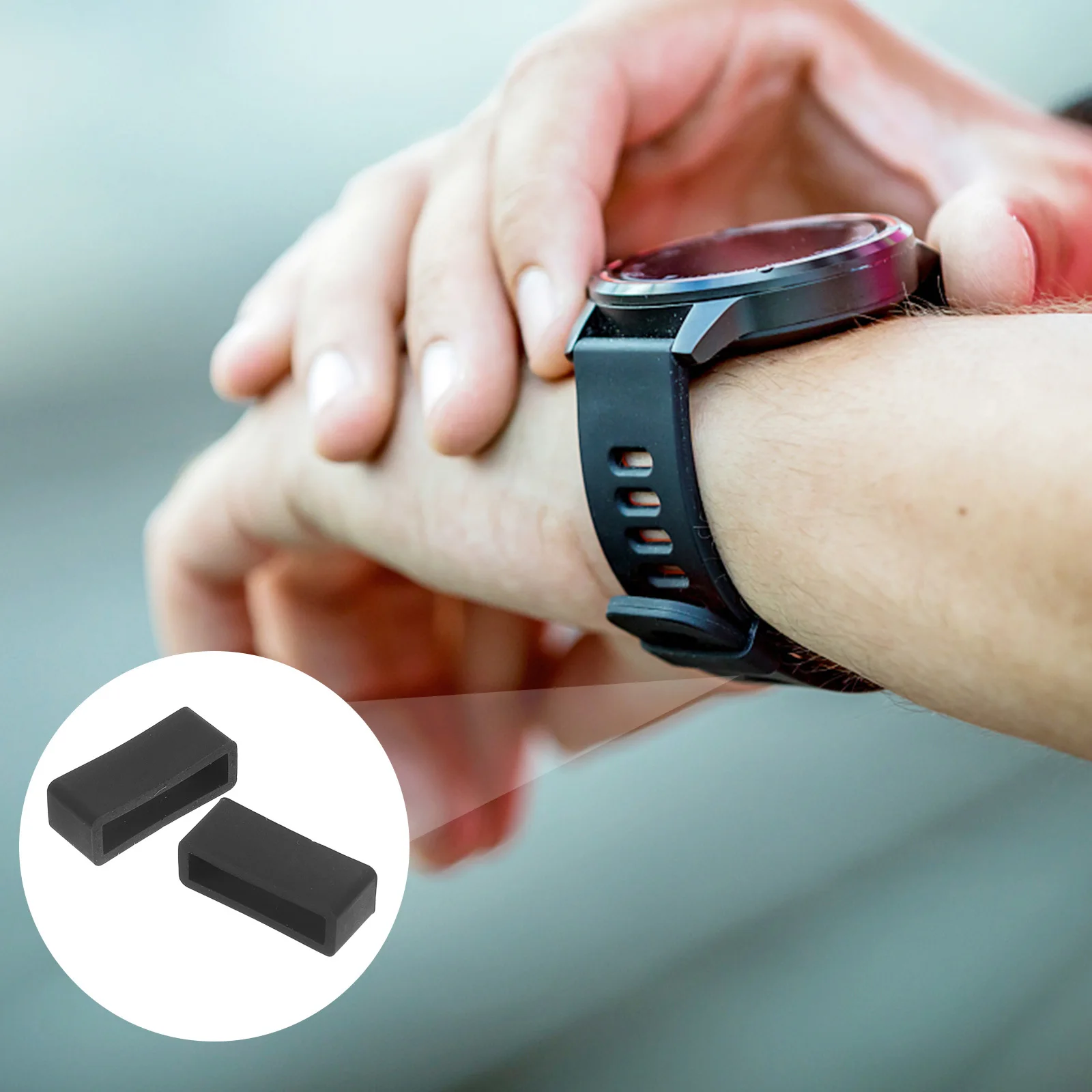 

10Pcs 22Mm Silicone Watch Strap Loop Replacement Black Wear Resistant Band Connectors for Most Wristwatches Band Fixings