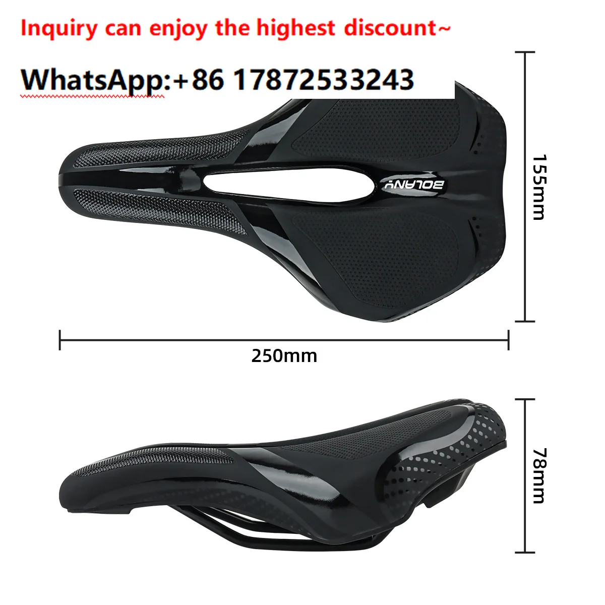 Mountain bike seat cushion soft short nose hollow breathable thick sponge embossed seat bag