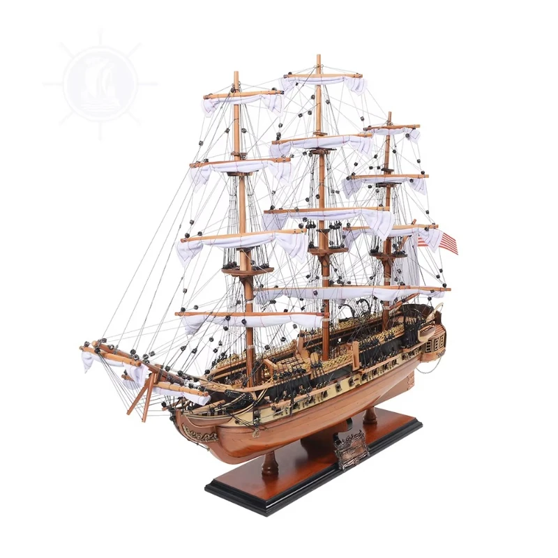 Handmade wooden model boat with full sail sail decoration gift