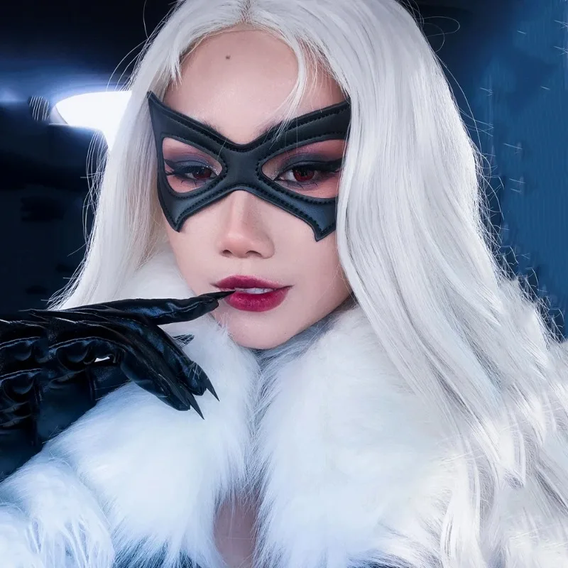 Black Gothic Harajuku Punk Sexy Cat PU Leather Eye Mask Masquerade Mask Cosplay Handsome Eye Mask Role Play Accessories