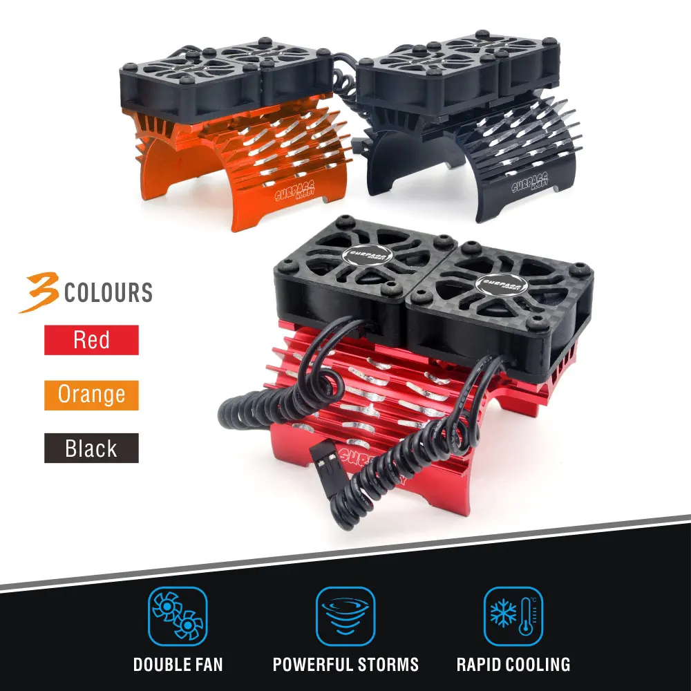 Surpass Hobby – ventilateurs métalliques à Double refroidissement, dissipateur thermique pour voiture RC 4068 4076 4082 4092 4268 4274 4282 4292 40/42mm, accessoires de moteur