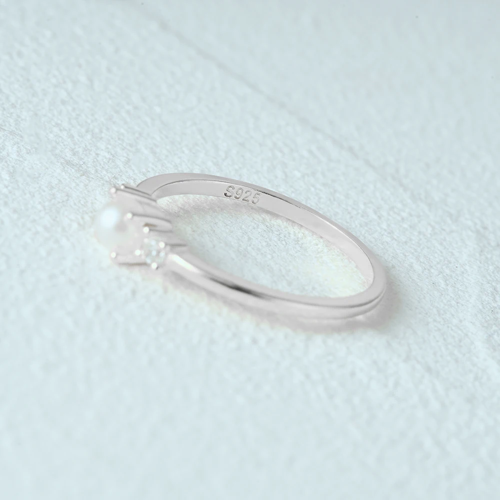 CANNER Classic Niche Light Luxury Pearl Ring S925 Sterling Silver Pearl Ring Fashion High-End Temperament Women'S Jewelry Gifts
