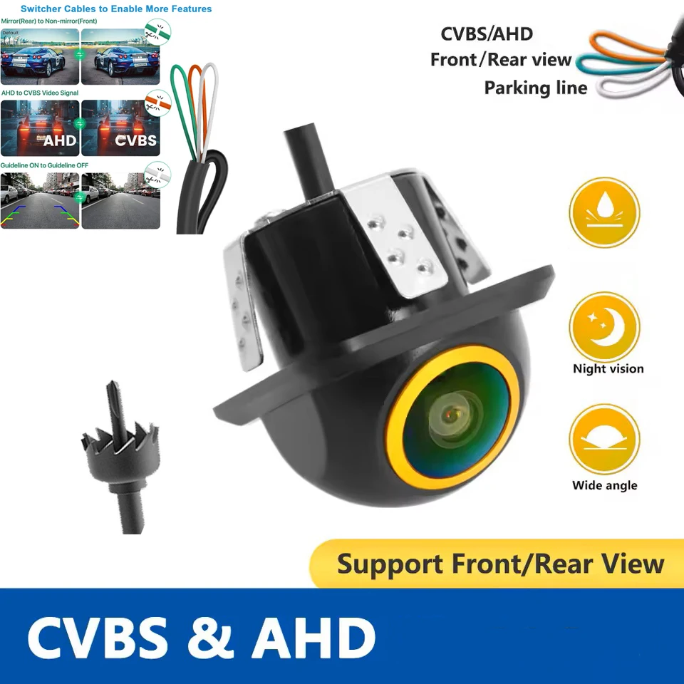 

AHD 1080P Car Rear View CameraParking Monitor Waterproof Ultra-clear HD Night Vision 180 Degree Reverse Camera