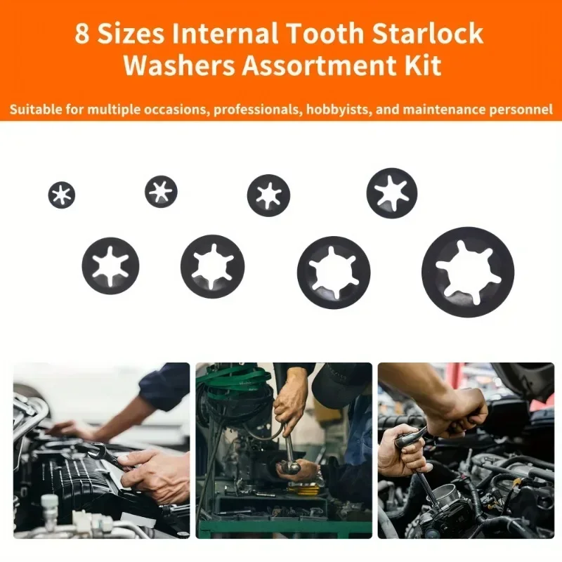 

395pcs M2.5 M3 M4 M5 M6 M8 M10 M12 Star Lock Starlock Push On Fixes Clip Washer Locking Rings Fastener Assortment Kit