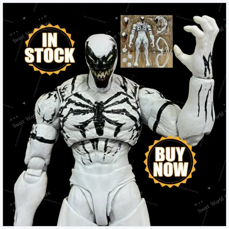 

In Stock SHF Anti-Venom Action Figure White Symbiote Spider-Man Series Articulated Model Toy Collectible Figurine Gift for Fans