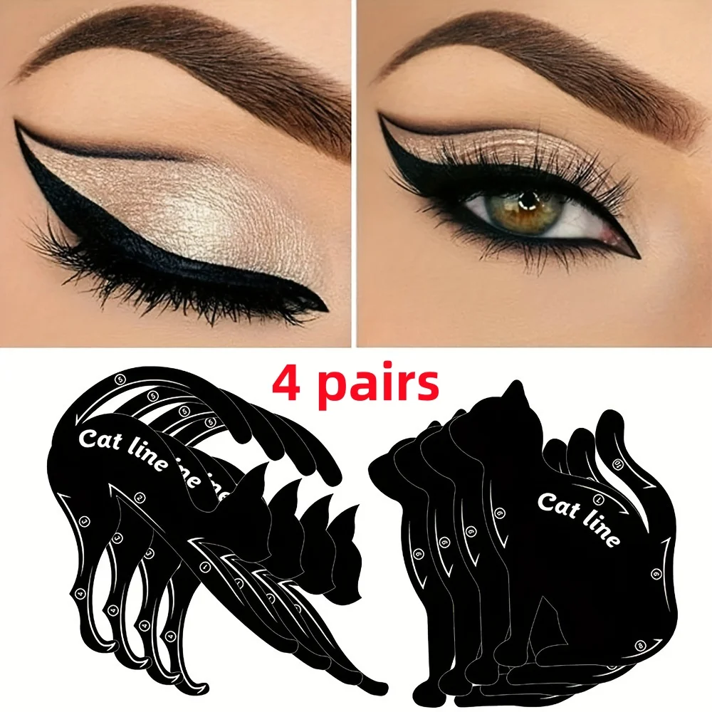 4 Paar Eyeliner-Schablonen, Smoky Eyeshadow Guide, Winged Cat Eye Vorlage, schnelles Make-up-Tool, Former für Anfänger, Beauty-Helfer