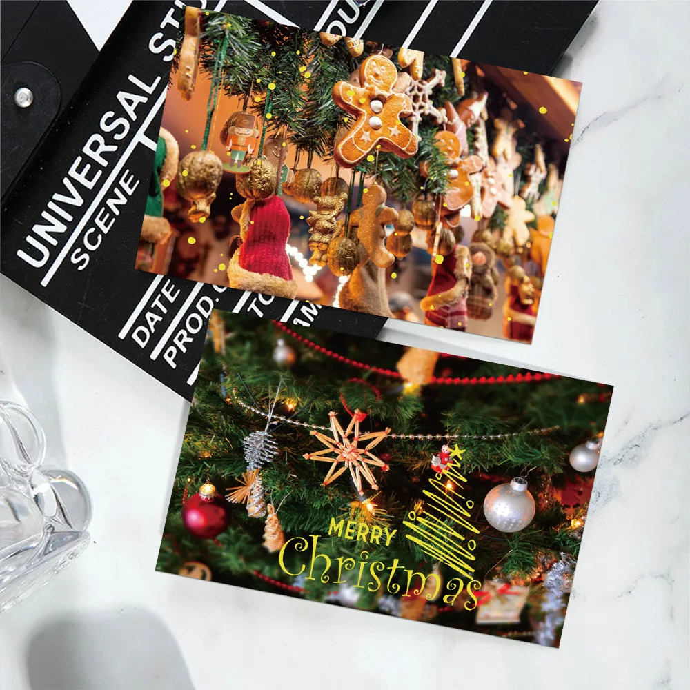 10pcs Christmas Holiday Decorative Cards Postcards Wall Room Desktop Minimalist DIY Creative Message Cards