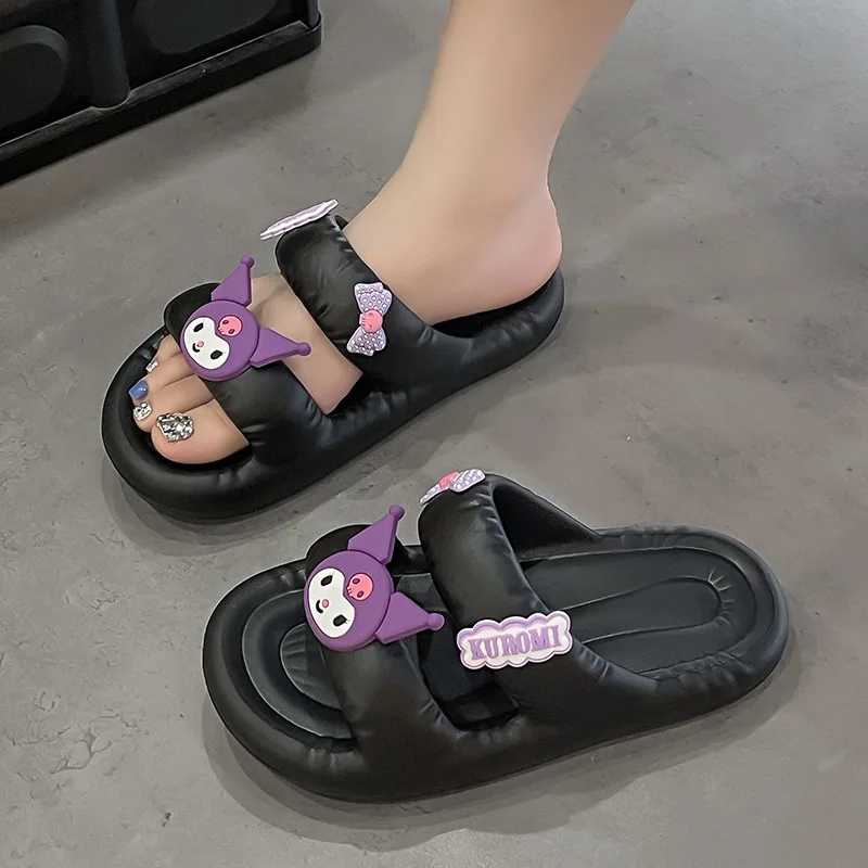 Sanrio Slippers Sandals Cinnamoroll Kuromi Hello Kitty Summer Home Dormitories Anti Slip Thick Soled Slippers Girl Outdoor Sanda