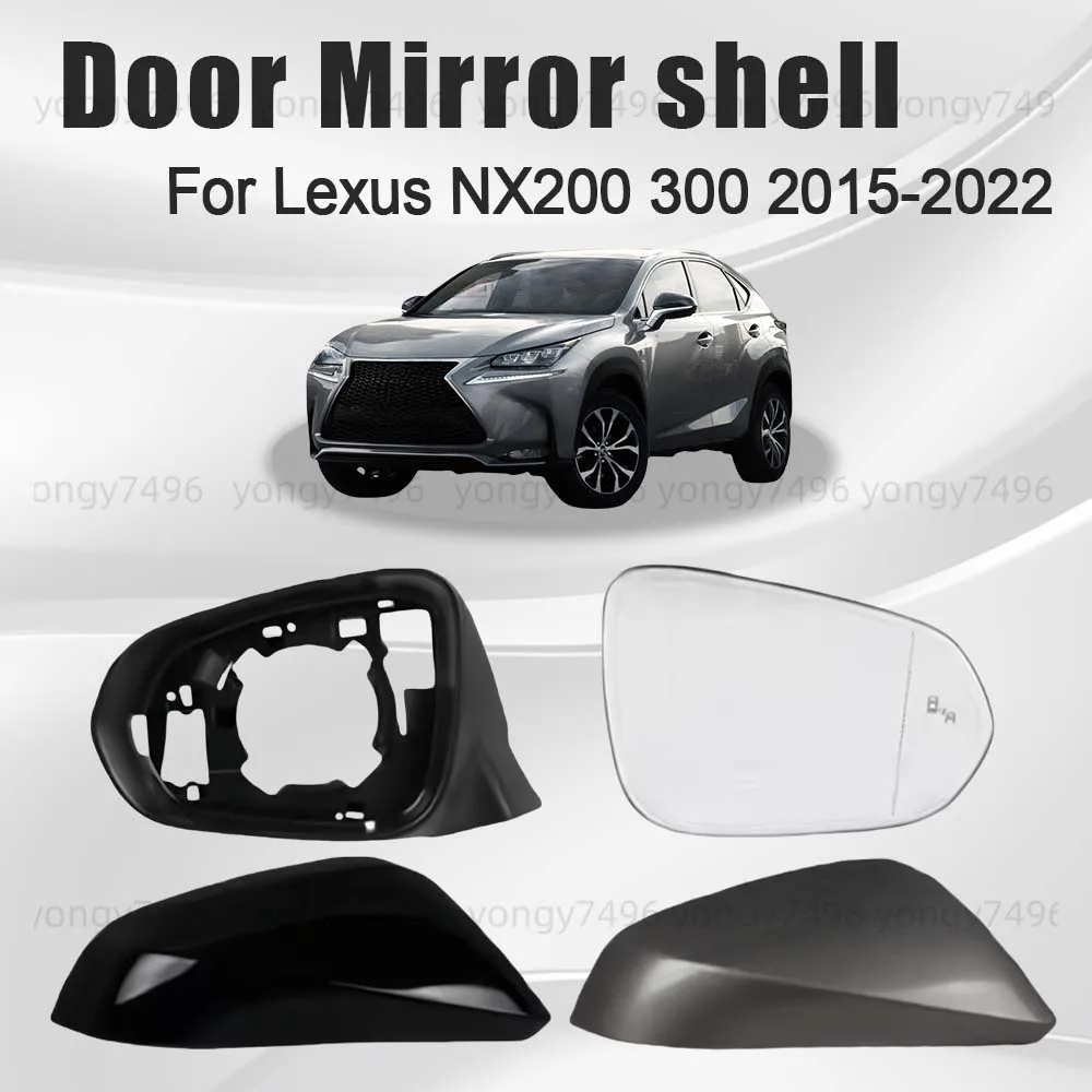 

Protective Cover Black White Door Mirror Shell For LeXus NX200 300 2015-2022 Picture Frame Heat The Lenses Short Glitter For Lid