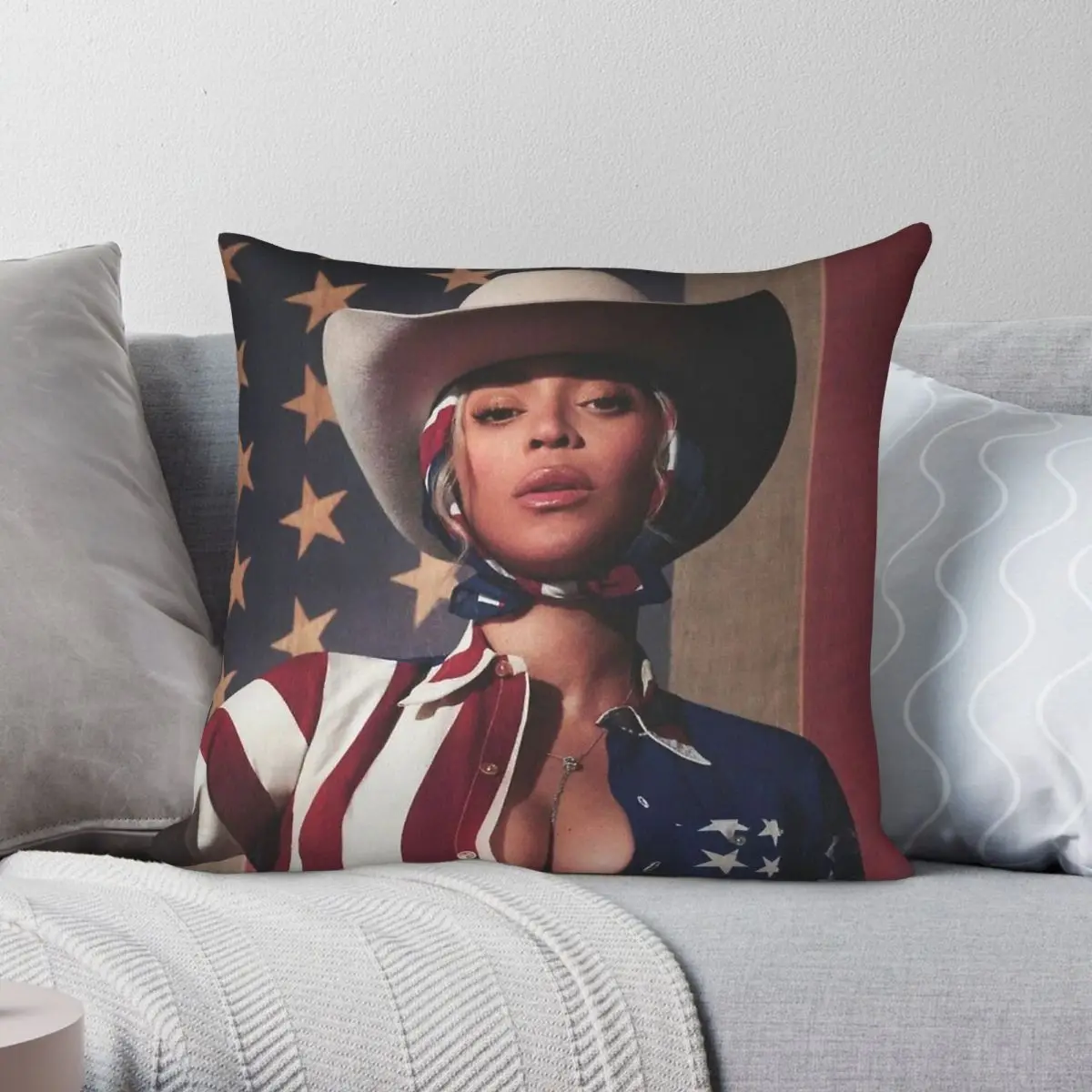 Beyonce Cowboy Carter Album Square Pillowcase Polyester Linen Velvet Printed Zip Decorative Home Cushion Cover 45x45