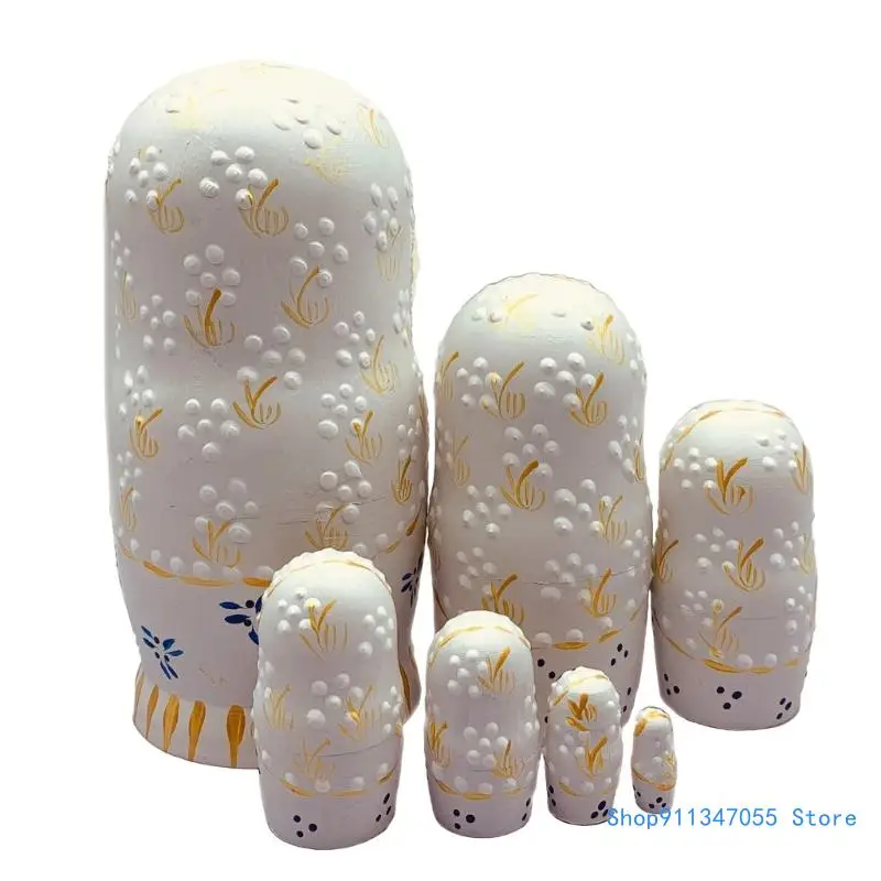 Bonecas russas nidificação, 7 peças, brinquedo pintado à mão, boneca matryoshka tradicional, bonecas empilhamento russas