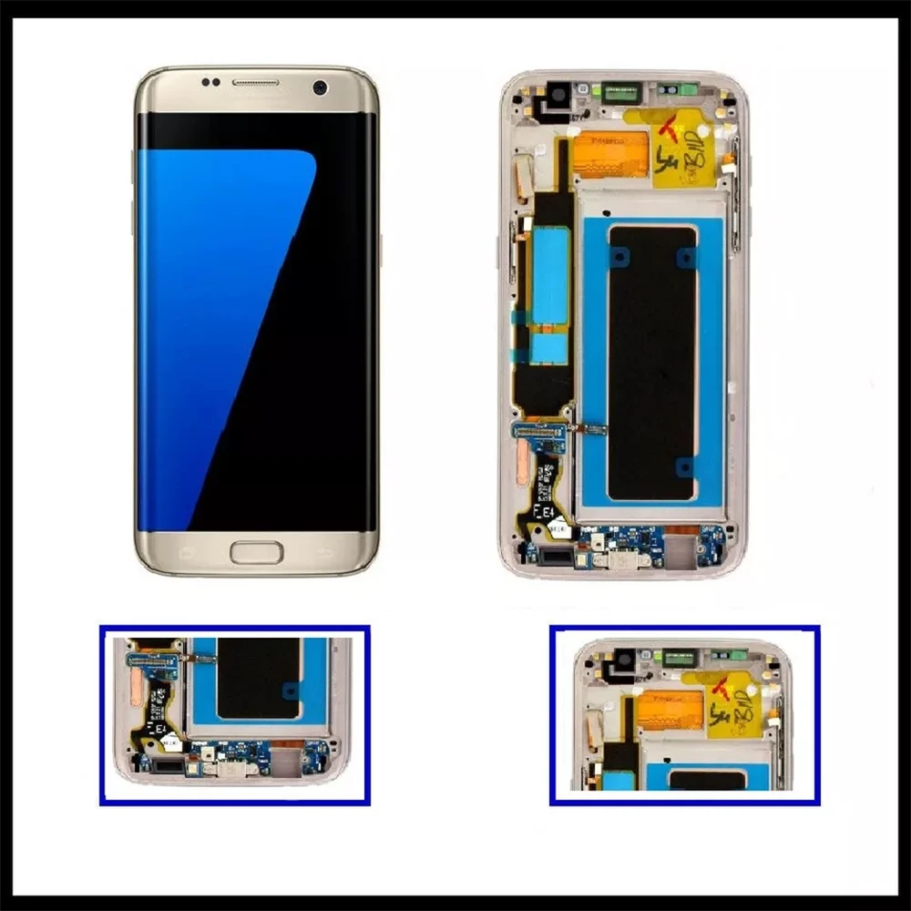 +++5.5\'\' Super Amoled LCD With Burn Shadow For Samsung Galaxy S7 edge LCD G935 G935F Touch Screen Digitizer Assembly Replacement