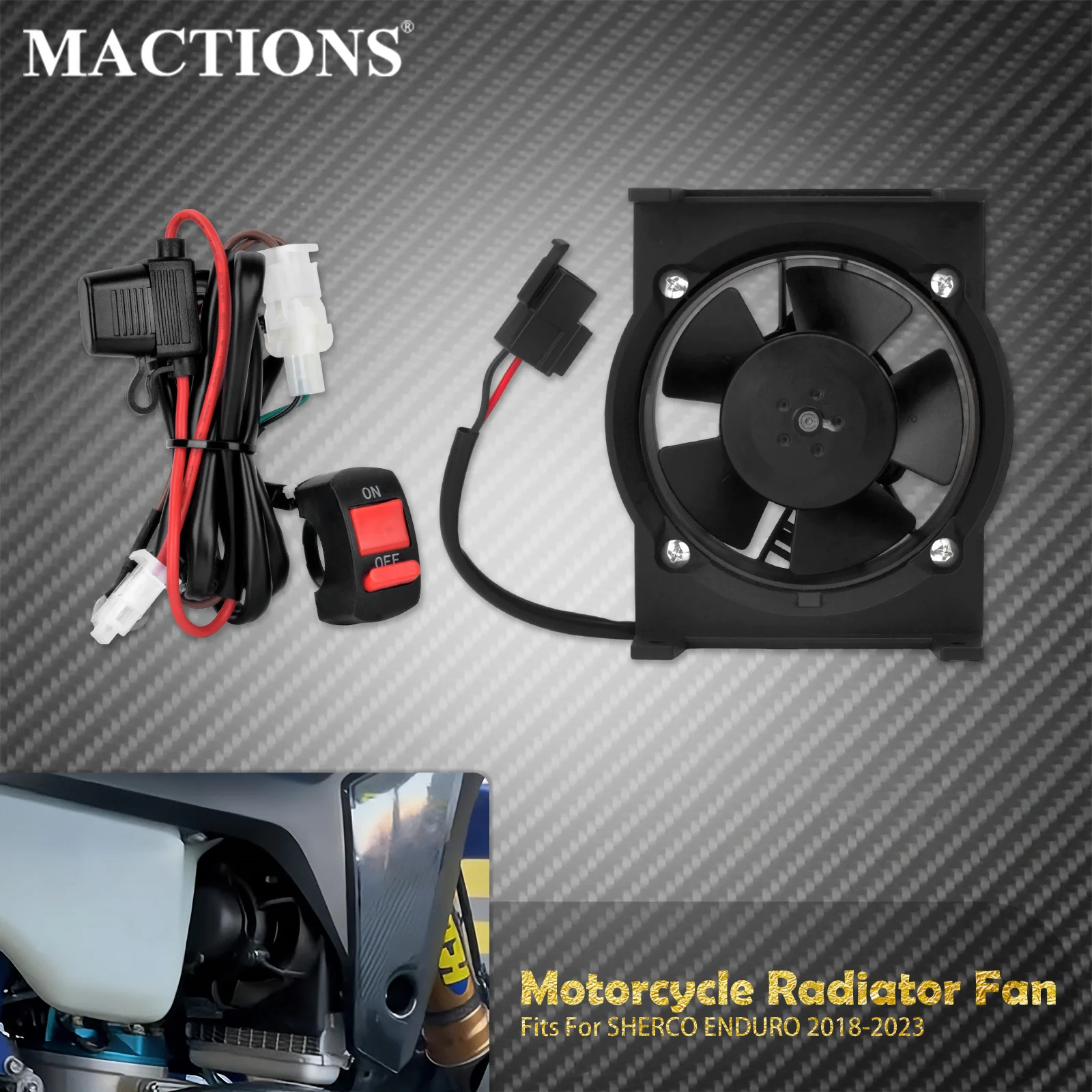 Motorcycle Radiator Cooling Fan CoolFlow 12V Plastic Black For SHERCO ENDURO 2018 2019 2020 2022 2023 Engine Cooler Fan