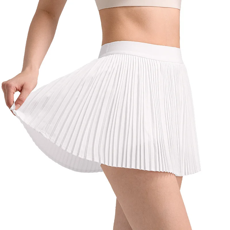 Women Sports Tennis Skirts High Waist Tights Yoga Tennis Shorts Dress With Pockets Pleated Pocket Skirt Anti-Exhaust Quick Dry