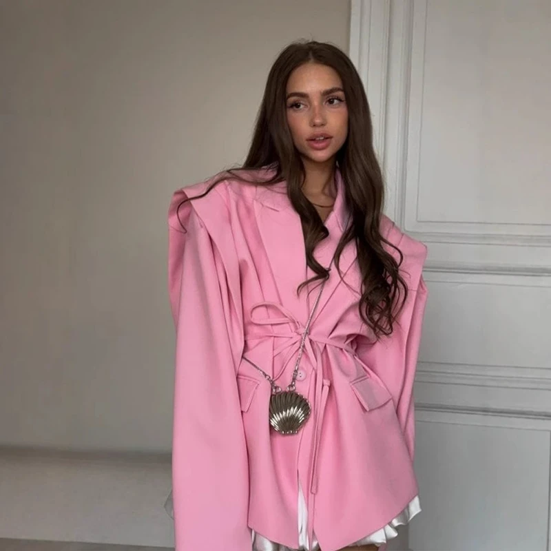 Senso di fascia alta da donna Autunno Abbigliamento da donna europeo e americano Temperamento Pendolarismo Vita Giacca imbottita con lacci sulle spalle