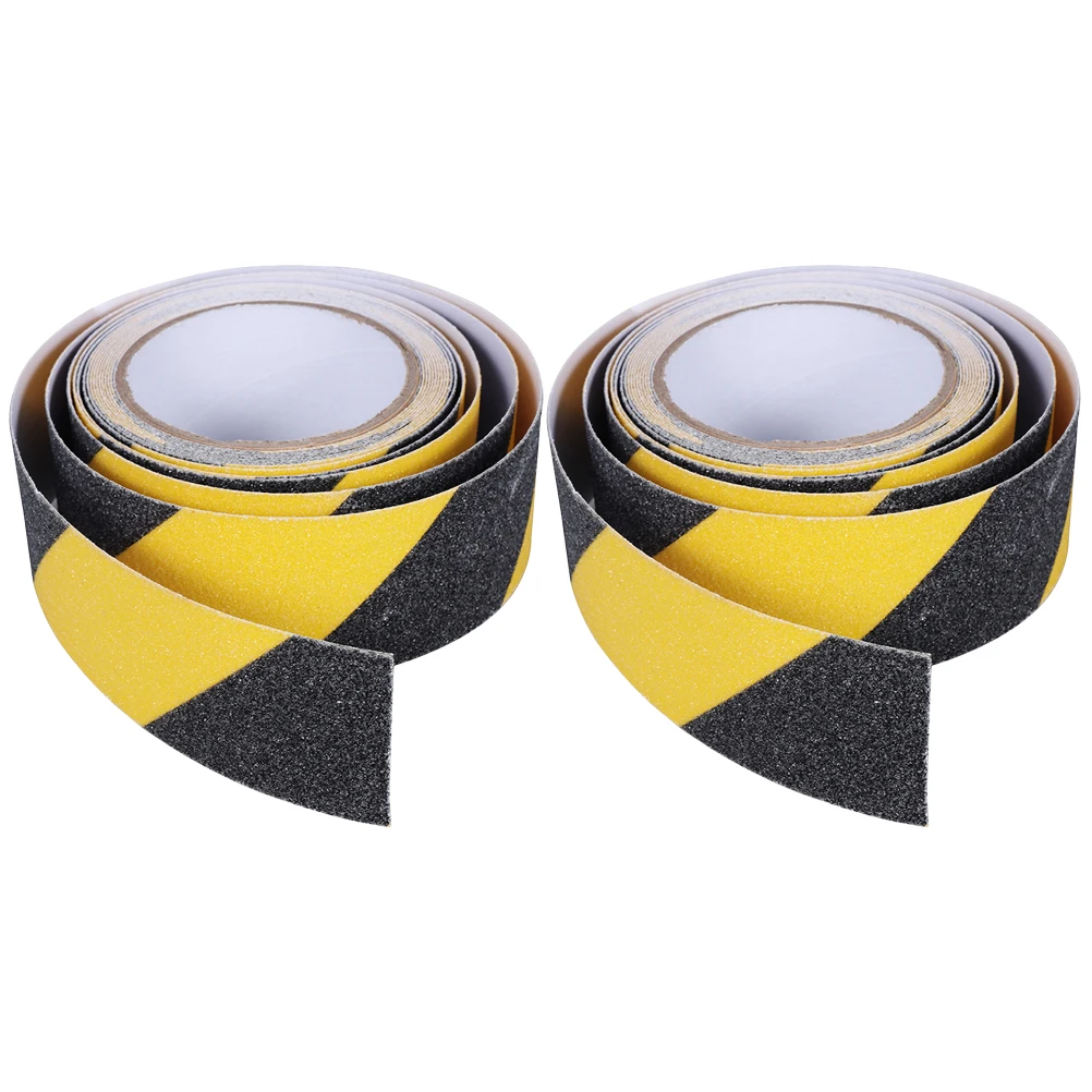 

2pcs Anti Slip Pvc Carborundum Quartzite Self Adhesive Safety Warning Tape Yellow Black Waterproof Non Skid Floor Tape For Stair