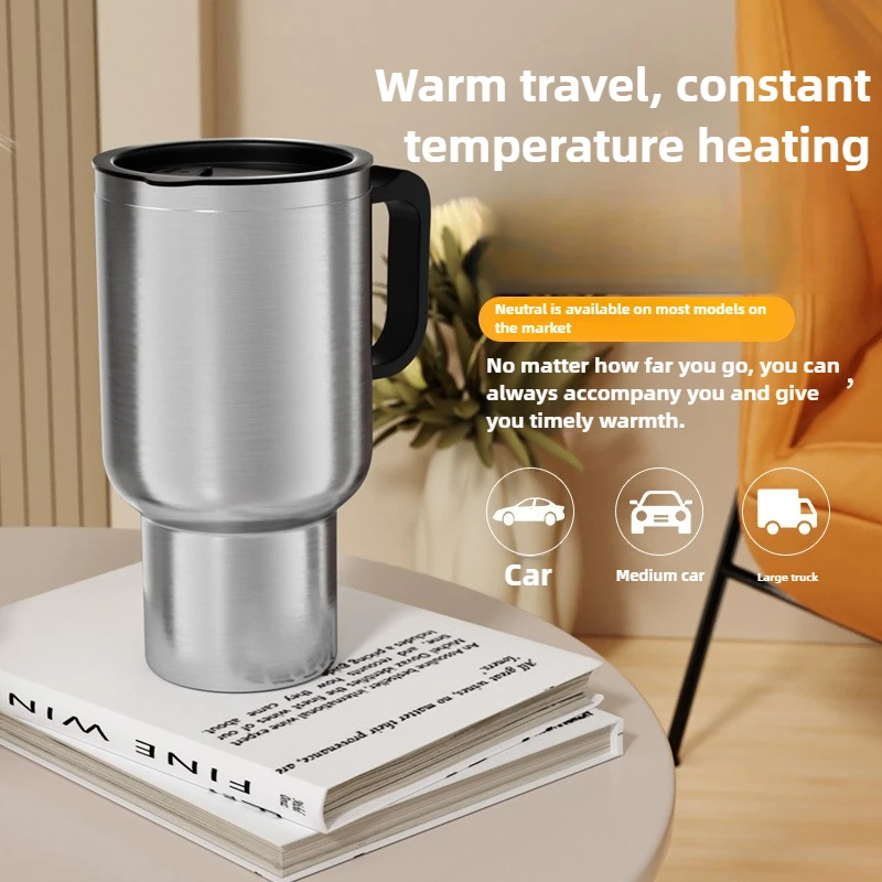 12V 500ml Electric Heating Car Kettle Water Coffee Milk Thermal Mug Camping Travel Kettle Stainless Steel Vehicle Heating Cup