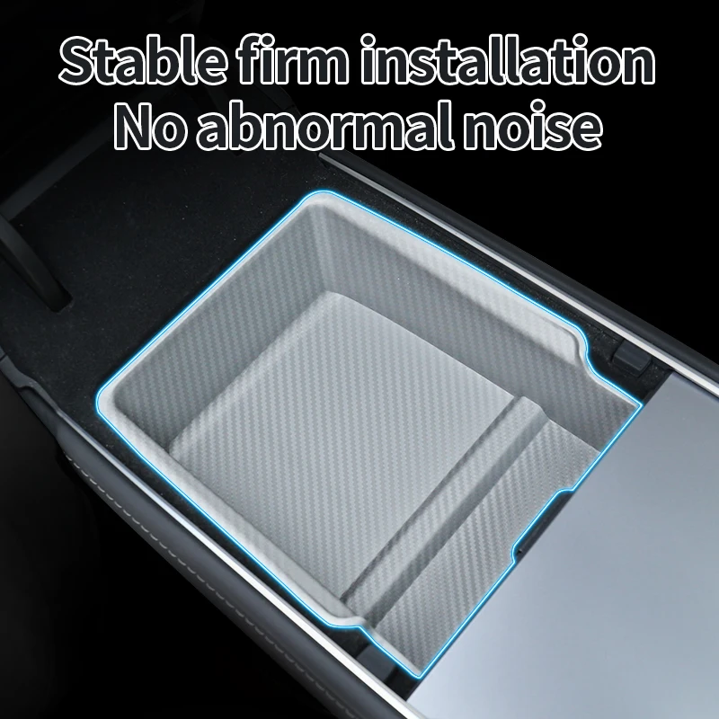 For Tesla Model 3 Model Y Car TPE Carbon fiber Storage Box Central control Armrest Storage Box Decoration Cup holder Accessories