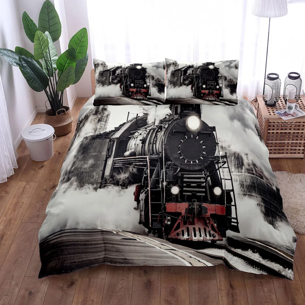 

Steampunk Railroad Train Duvet Cover Set Usa King Queen Double Full Twin Single Size Bed Linen Set