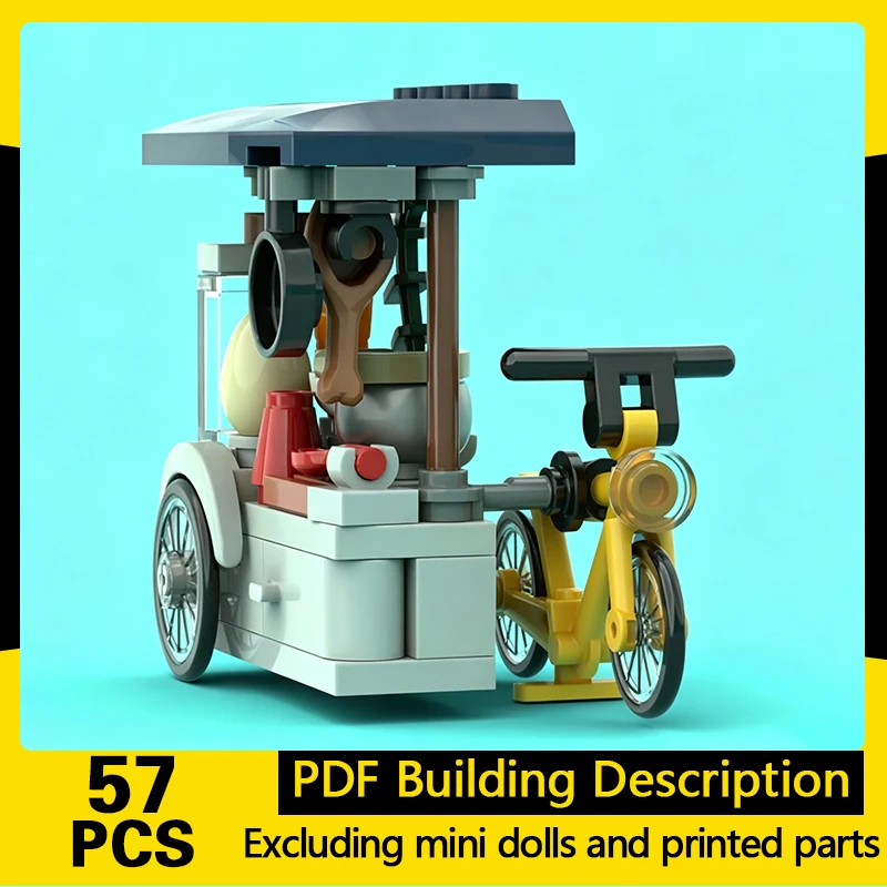 

City Street View Model MOC Building Bricks Bicycle Hawker Stall Modular Technology Gifts Holiday Assemble Children Toys Suit