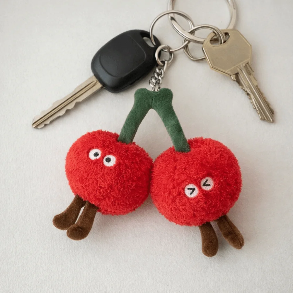 Soft Material Cherry Pillow Cute Design Huggable Texture Stuffed Cushion With Legs Human Figured Cherry Pendants view 5