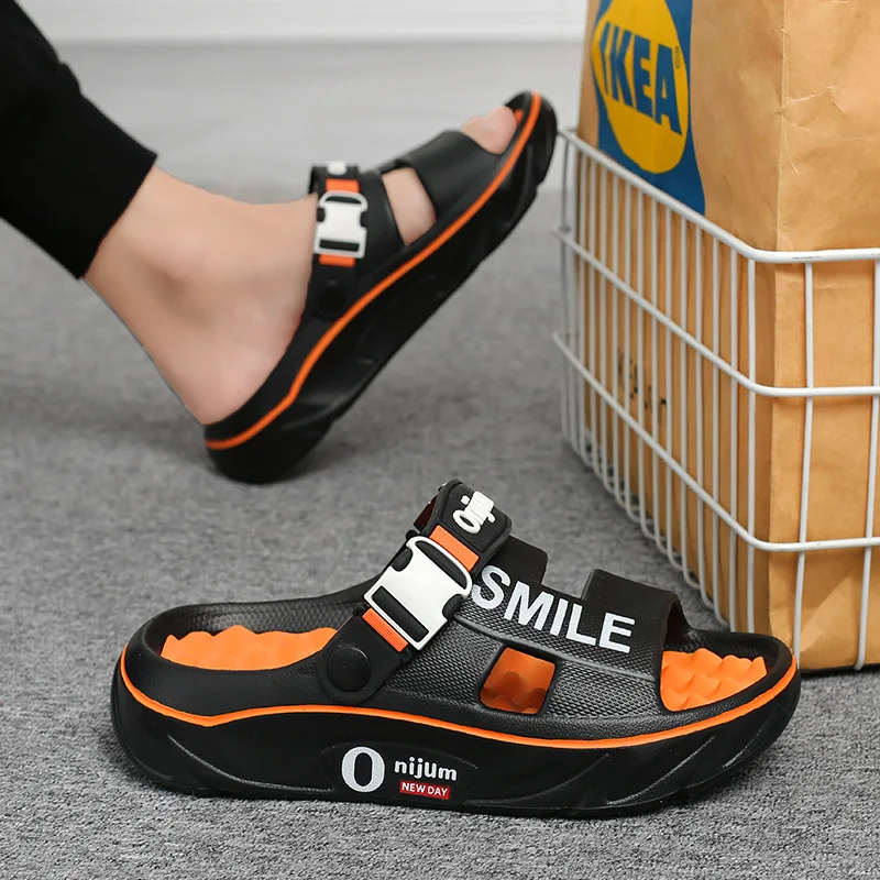 

Мужские массажные тапочки, домашние и уличные сандалии, удобная мягкая пляжная обувь, нескользящие сабо, мужская повседневная обувь, тапочки на платформе из ЭВА