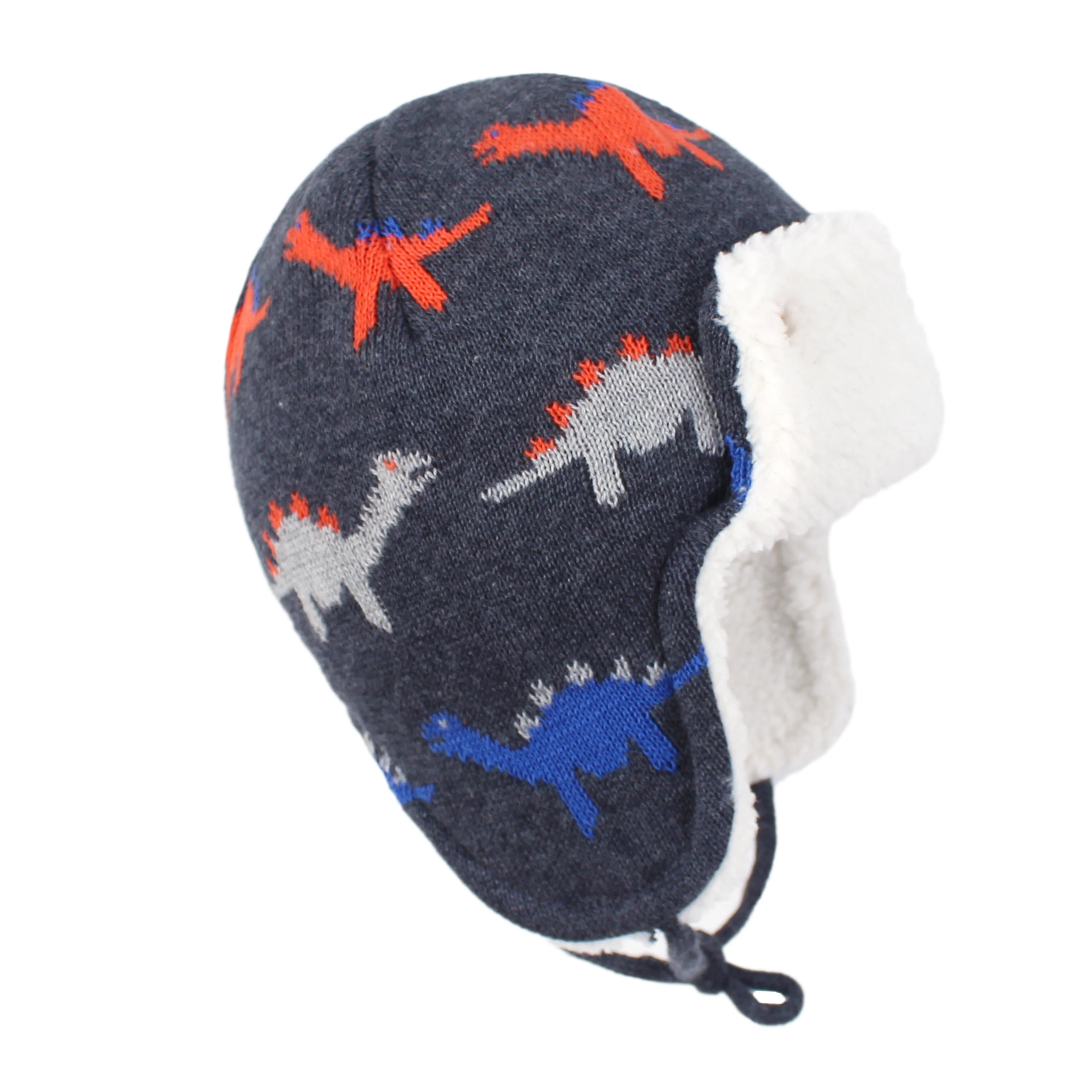 Connectyle  Baby Boys Girls Winter Skull Hat Cute Cartoon Dinosaur Cotton Fleece Lined Windproof Earflap Warm Outdoor Daily Hat