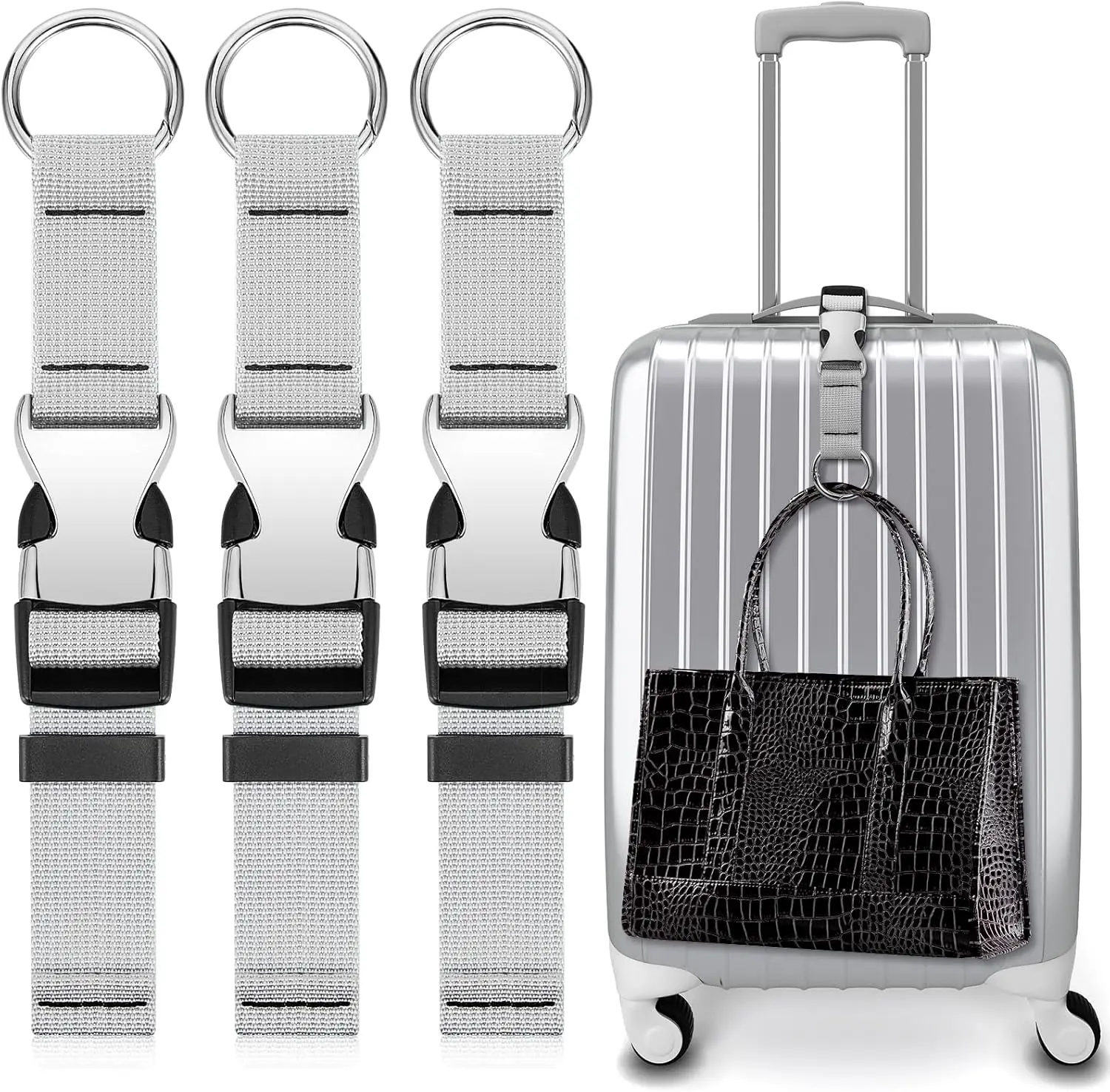 

Набор из 3 прочных ремней для багажа с регулируемой пряжкой для дорожных сумок и курток